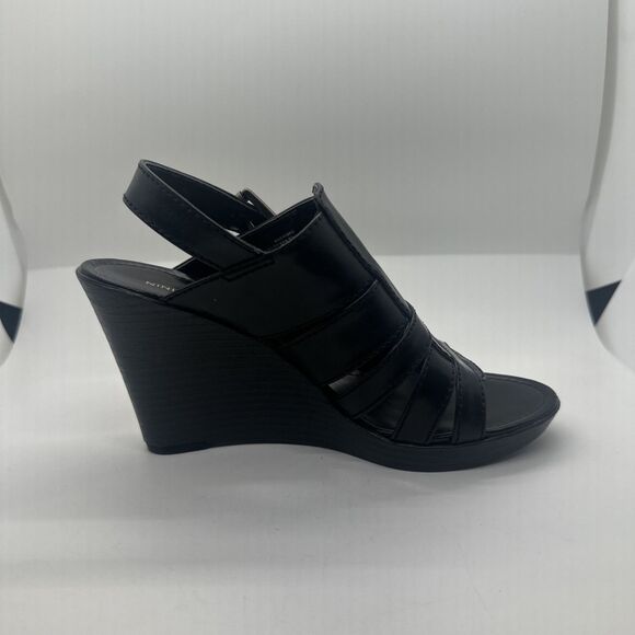NINE WEST  Black Ankled Strap Healed Sandals Size 5 1/2 Buckle - Picture 5 of 16
